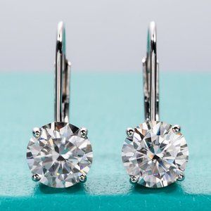 Certified 2ct. t.w. Moissanite Diamond Dangle Drop Earrings NEW